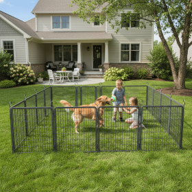 Dog Playpen Outdoor Extra Wide 16 Piece Panels Heavy Duty Dog Fence 40" Height Anti-Rust with Doors Portable for RV Camping Yard, Total 37FT, 111Sq.ft