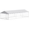 20' x 7.5' x 5' Dog Kennel Outdoor for Large Dogs with Waterproof Roof, Silver