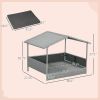 Wicker Dog House Outdoor Canopy Rattan Bed Water-resistant Cushion Gray