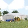 15' x 15' x 7' Dog Kennel Outdoor for Small Medium Large Dogs with Waterproof Roof, Silver